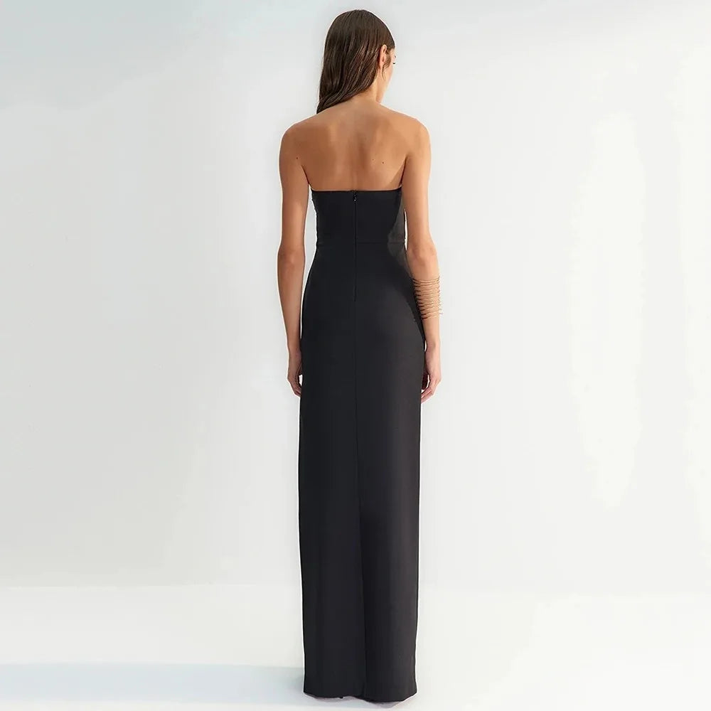 Vestido longo bandagem preto rosa feminino, sexy, sem alças, ombro de fora, colado, com strass brilhantes, para festa e boate