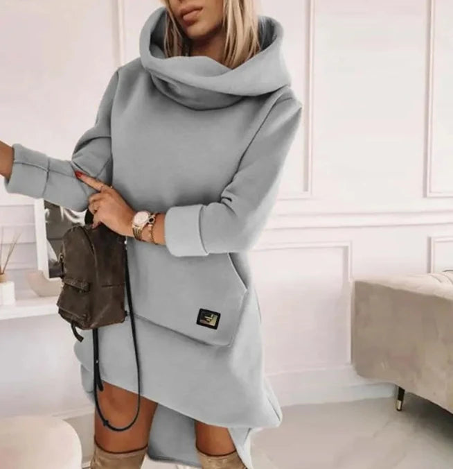 Elegant Dresses for Women Beaded Hooded Casual Sweatshirt Dress Autumn Winter Spring Fashion Casual Female Clothing C