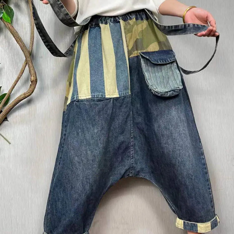 Max LuLu New Spring Women Patchwork Loose Casual Cross Pants European Style Punk Vintage Street Denim Trousers Pocket Jeans