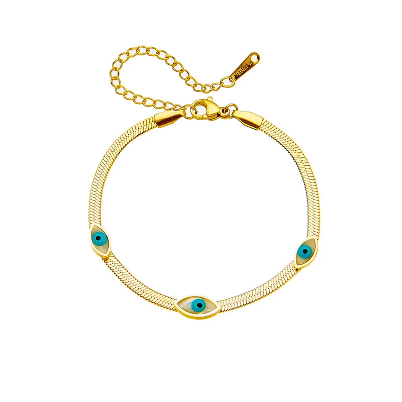 316L Stainless Steel Blue Eye Charm Bracelet for Women Rustproof Gold Color Girls Wrist Jewelry Party Wedding Gifts
