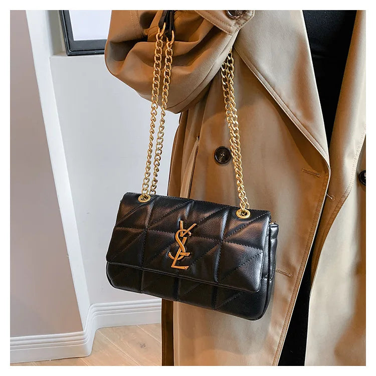 Trendy Quilted Bag 2025 Spring Summer Diamond Pattern Purse for Women, Fashion Chain Strap Shoulder & Crossbody Bag