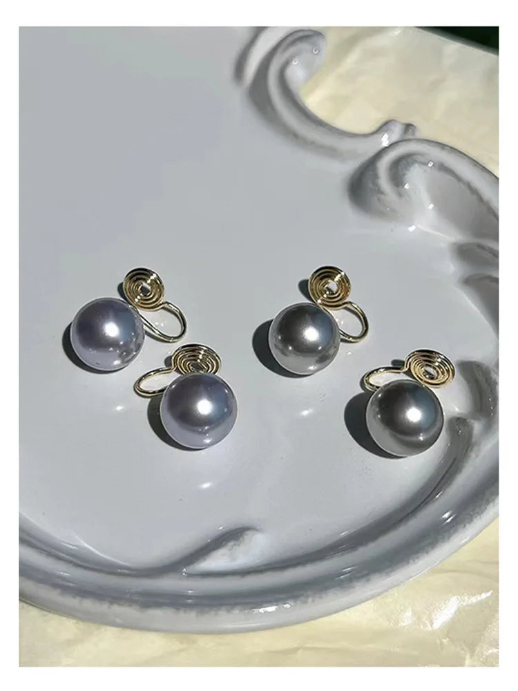 ALA Rising|L Gray Pearl Elegant Women Earing High Quality Unique Design Women Fashion Accessaries Office Lady Earing V 8mm