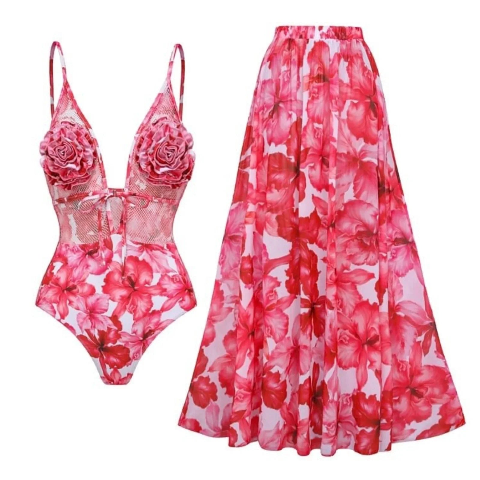 3D Flower Sexy Push Up One Piece Swimsuit Women Swimwear Underwire Monokini Bathing Suits Swim Suit Wear Summer Beachwear set 2