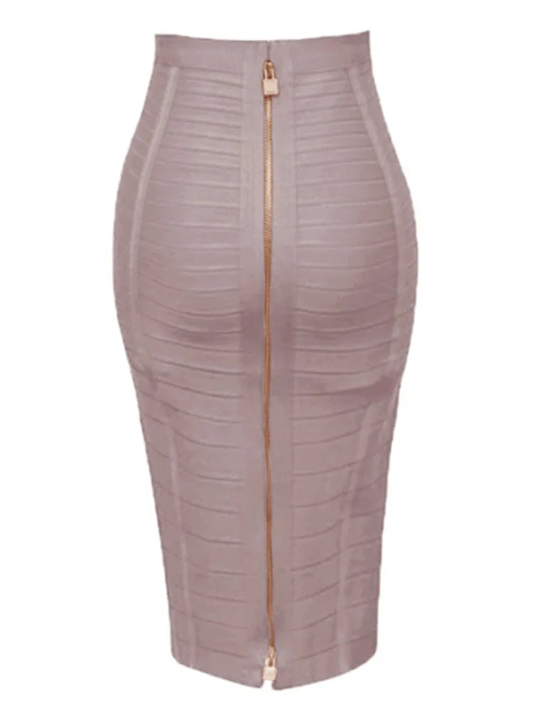 13 Colors Plus Size XL XXL 58cm Women Sexy Zipper Black Blue Orange Red Rayon Bandage Skirt Designer A Line Skirt Faldas