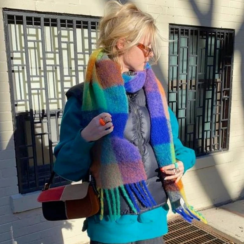 Classic Plaid Scarf Women Autumn Winter Soft Warm Scarf Luxury Long Simple Scarf Thickened Soft Shawl Fashion Accessories