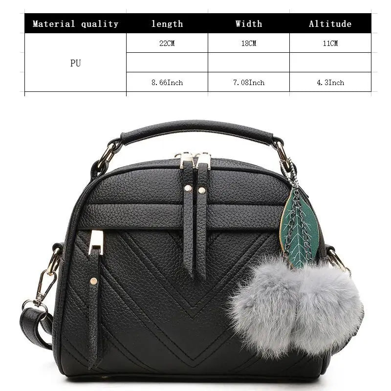 Women Messenger Bags PU Leather Handbag Inclined Shoulder Bag Women Crossbody Handbags Bag Ball Tassel Bag