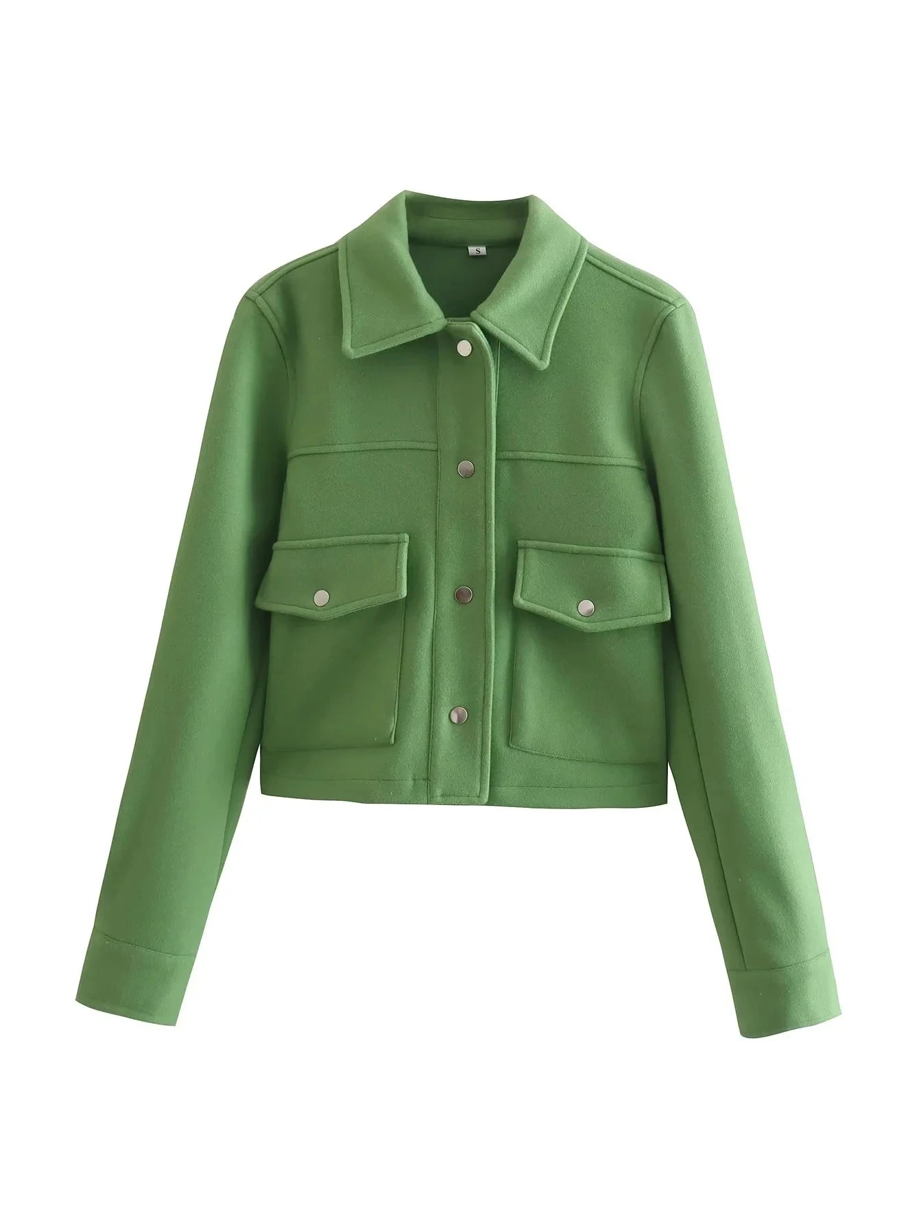 Jackets For Womens Autumn Fashion Solid Front Pockets Button Long Sleeve Jacket Elegant Woman Casual Outerwear Coat green