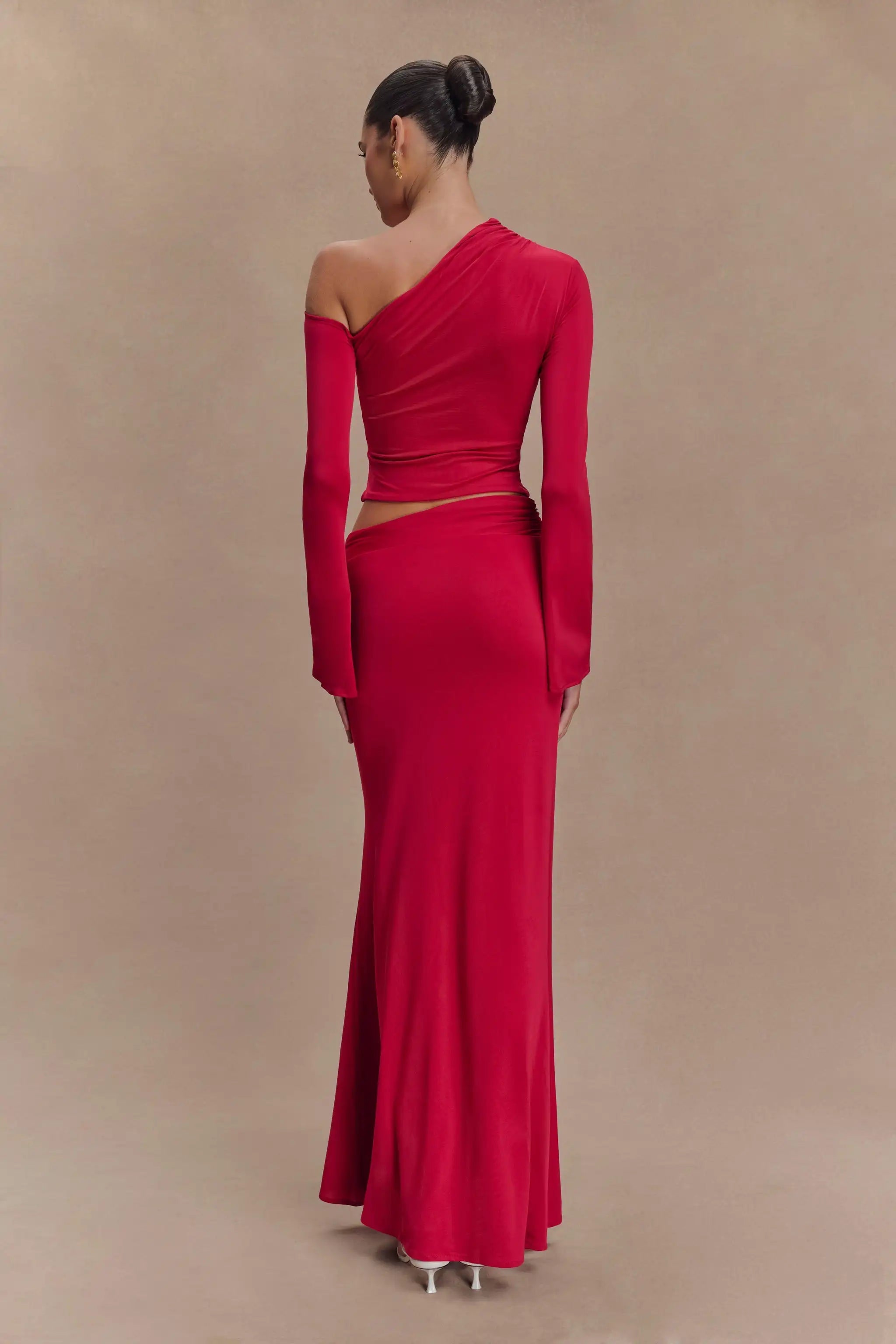 Red Skyblue Women Long Sleeve Sexy 2 Pieces Thin Bodycon Long Dress Celebrate Nightclub Party Fashion Birthday Outfit