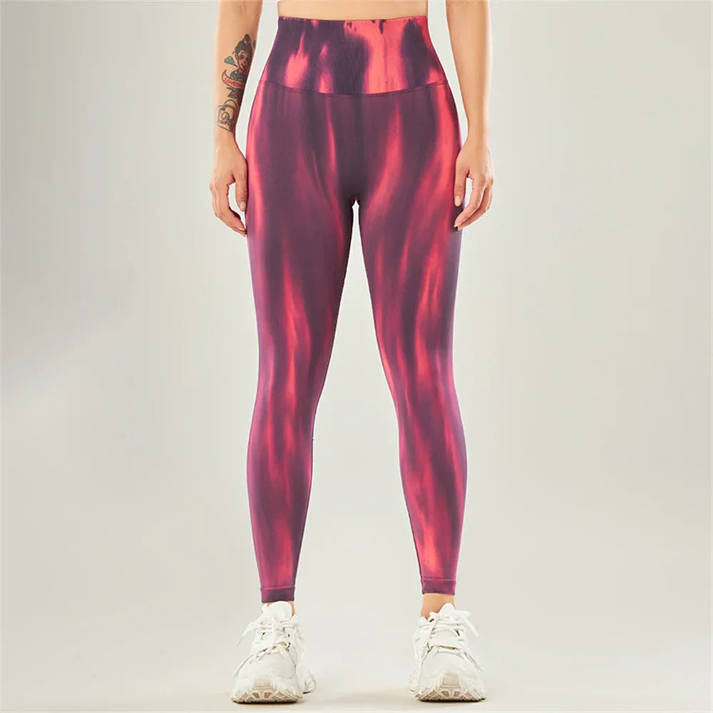 Fashion Aurora Print Seamless Gym Scrunch Shorts Set Push Up Women Sportswear Yoga Wear Training Suit for Fitness Sport Outfit Leggings 2