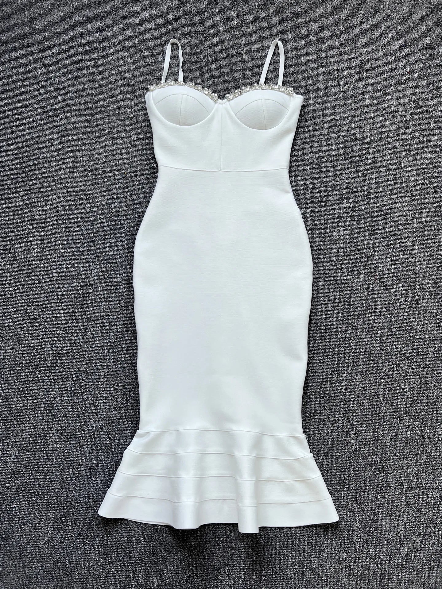 Women Sexy Long Style Fashion Bandage Dress Rayon Backless V Camisole Slim Bodycon Fashion Ruffle Edge Celebrity Party Dress