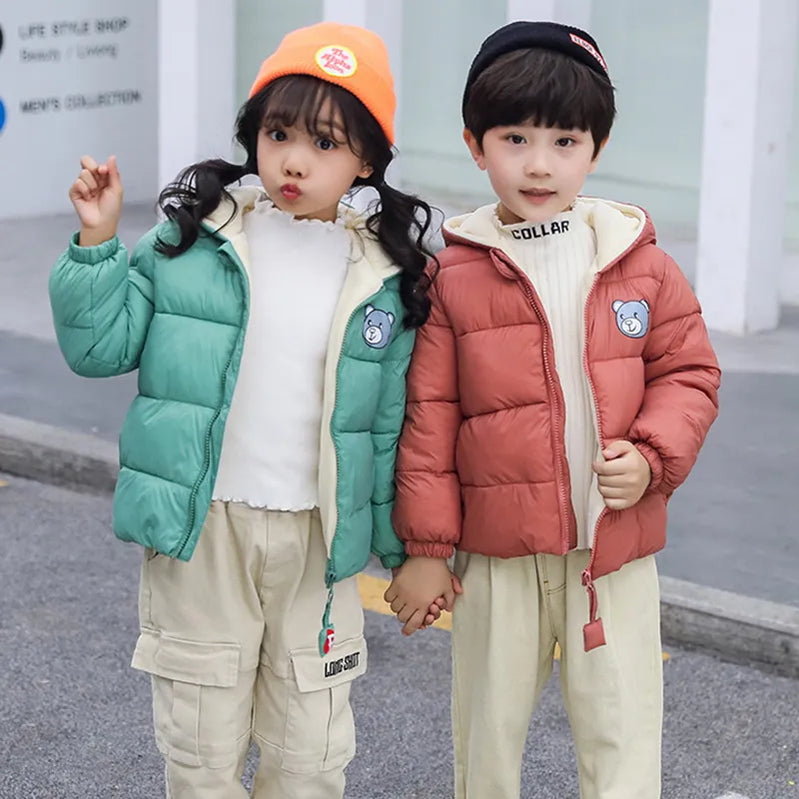 Kids Clothes Children's Jacket Coat Clothing Boy Girl Hooded Thicken Velvet Lining Keep Warm Down Jacket Children Clothing