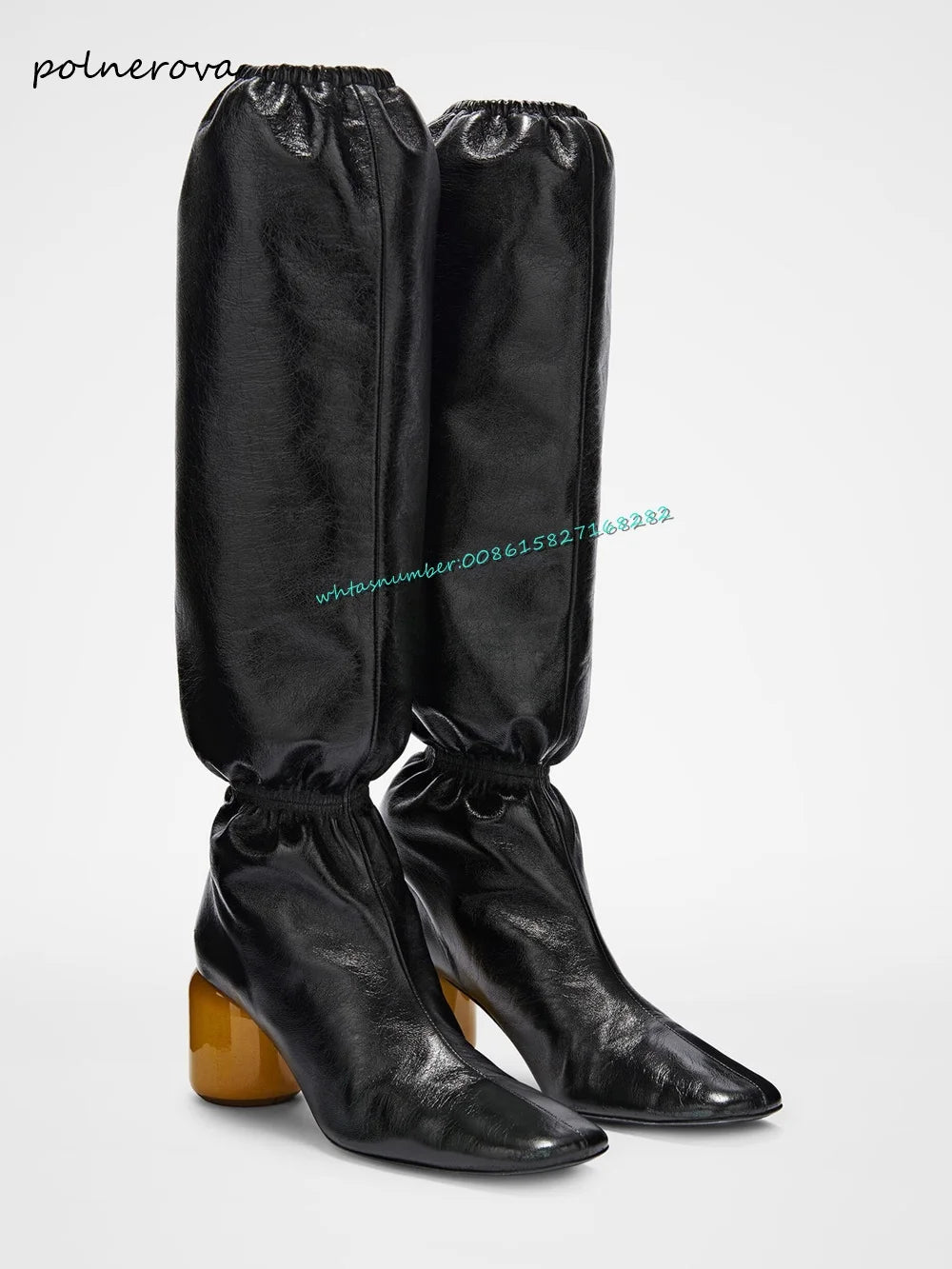 Strange Style Lantern Boots Solid Pointy Toe Leather Boots Fashion Runway Party Shoes for Women Autumn Leisure Sexy