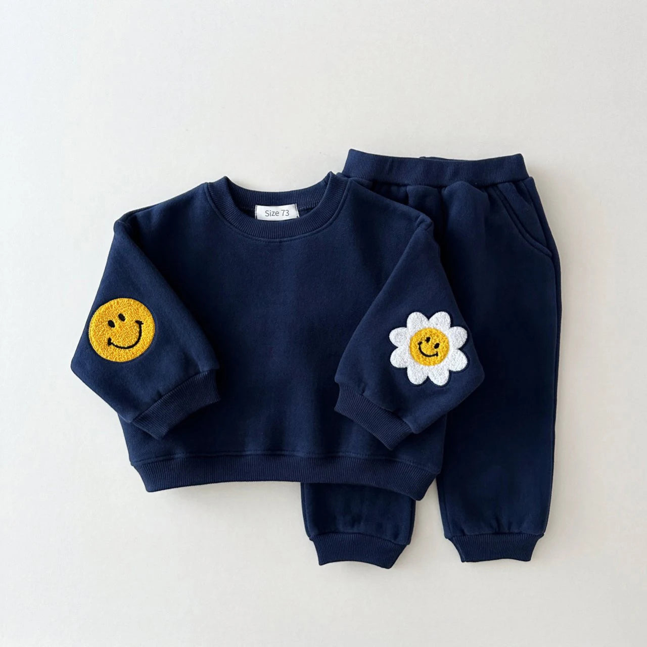 Winter Warm Baby Girl Boy Clothes Set Embroidery Thicken Fleece Sweatshirt + Pant Baby Boy Tracksuit Toddler Girl Clothes Korea
