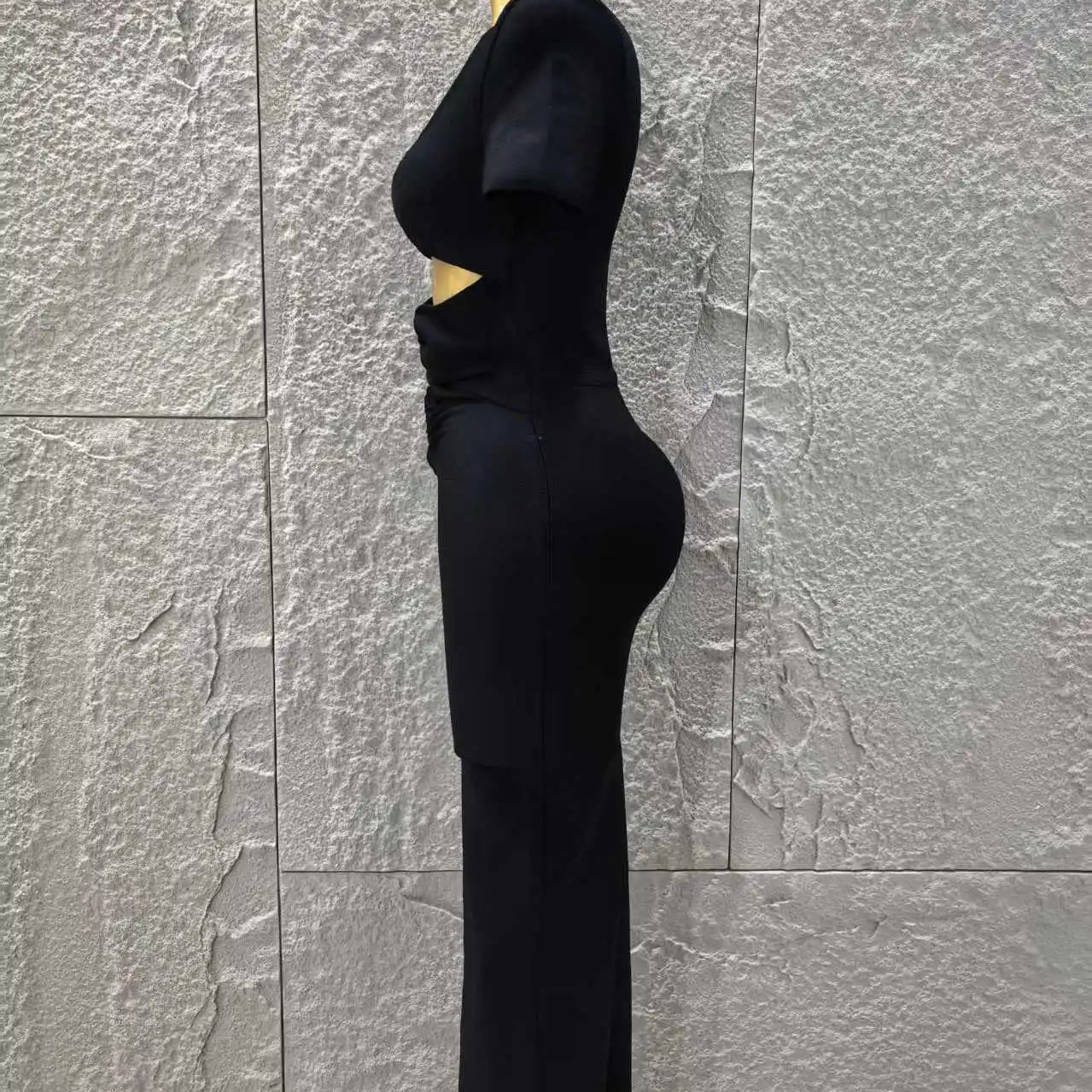 High Quality Women Sexy Short Sleeve Keyholes Bodycon Long Bandage Dress Nightclub Party Birthday Evening Outfit Vestido