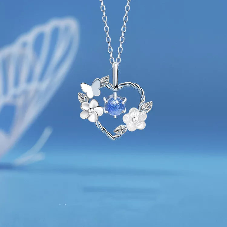 Exquisite Cherry Blossoms Flower Necklace For Women Crystal Zircon Rose Heart Butterfly Clavicle Chain Wedding Romantic Jewelry NC22Y0330