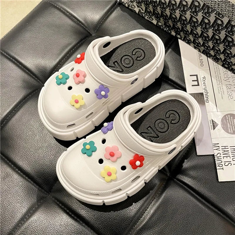 Platform Slippers Summer Women's Sandals 6cm Wedges Ladies Outdoor Clogs Thick Street Beach Slides Girls Flip Flops Garden Shoes white DIYHua