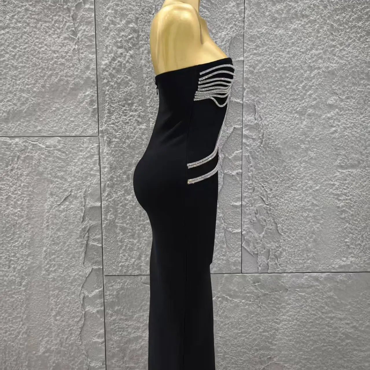 High Quality Women Sexy Strapless Shinning Sequins Bodycon Long Bandage Dress Celebrate Evening Party Cocktail Outfit Vestido