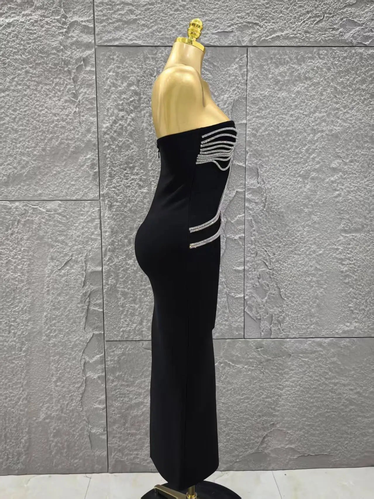 High Quality Women Sexy Strapless Shinning Sequins Bodycon Long Bandage Dress Celebrate Evening Party Cocktail Outfit Vestido