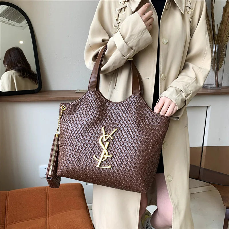 Large Tote Bag for Women,Big Woven Shopper, Fashionable Work Bag, Spacious Laptop Purse for Commute, Shoulder & Underarm Handbag