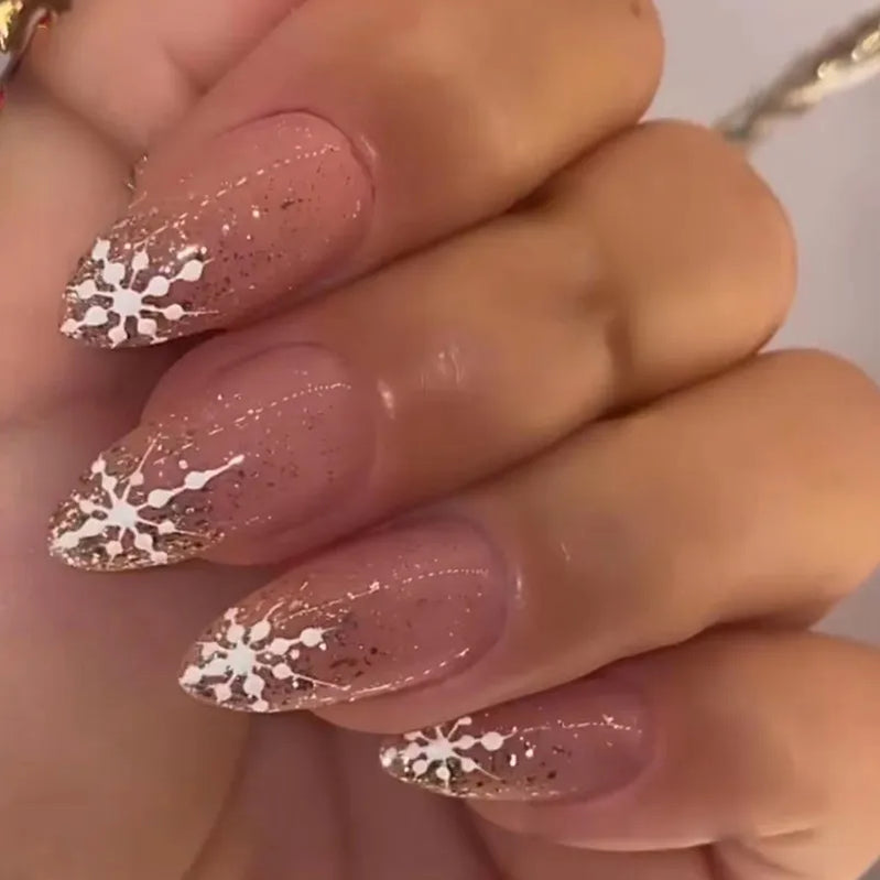 24Pcs/Set False Nail Christmas Fake Nail Tips Full Cover Acrylic False Nails Decoration For Nail Tip Beauty W285