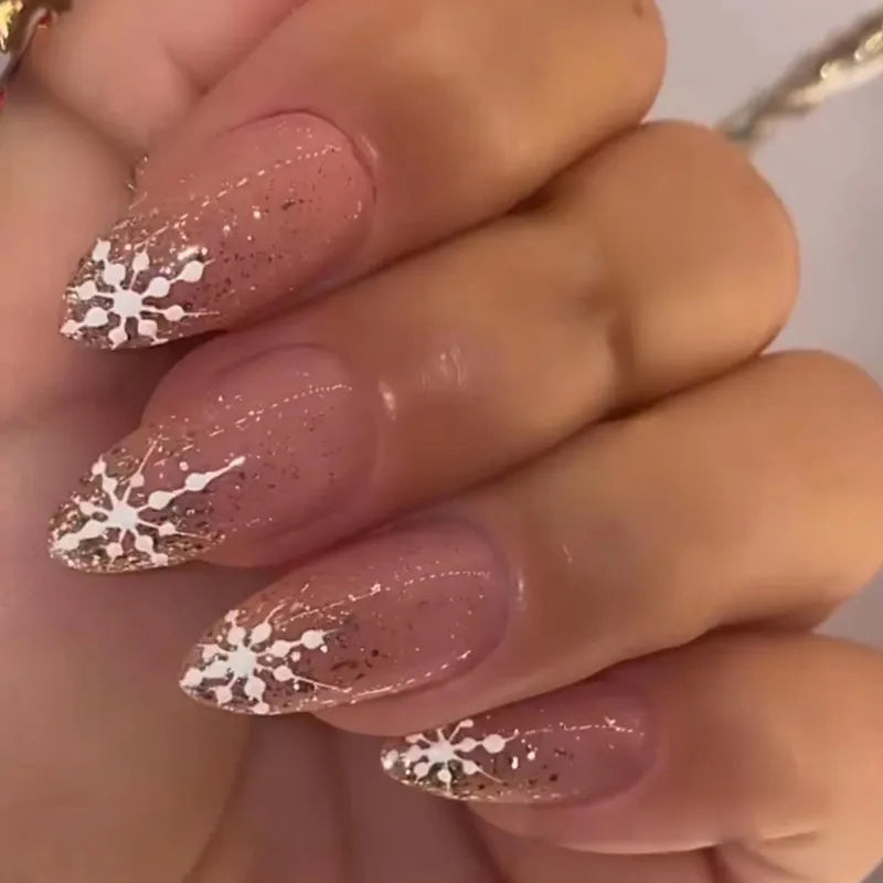 24Pcs/Set False Nail Christmas Fake Nail Tips Full Cover Acrylic False Nails Decoration For Nail Tip Beauty W285