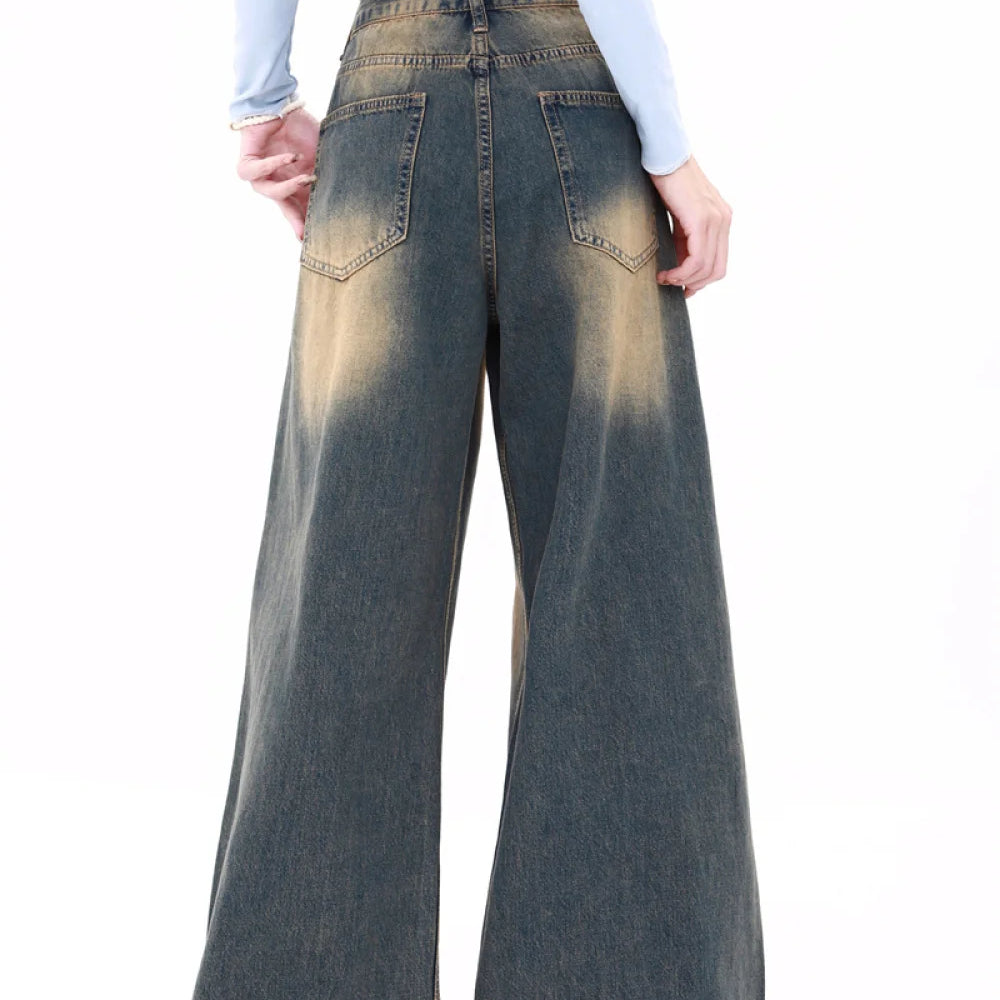 Classic Vintage Baggy Jeans for Women Autumn Winter New Straight Wide Leg Casual Pants Woman Y2K Streetwear Loose Fitting Jeans