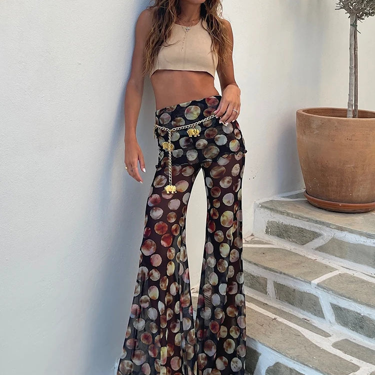 Calças de malha com estampa de leopardo femininas, moda feminina, cintura alta, estampa, pernas largas, calças compridas elegantes estampadas