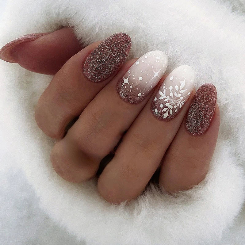 24Pcs/Set False Nail Christmas Fake Nail Tips Full Cover Acrylic False Nails Decoration For Nail Tip Beauty W934