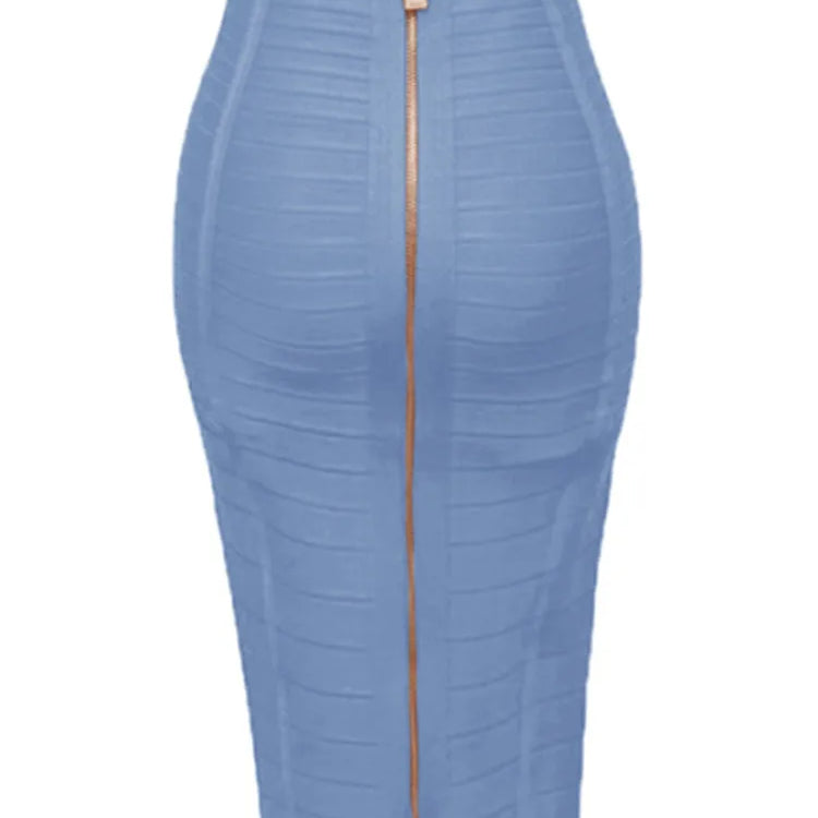 13 Colors Plus Size XL XXL 58cm Women Sexy Zipper Black Blue Orange Red Rayon Bandage Skirt Designer A Line Skirt Faldas
