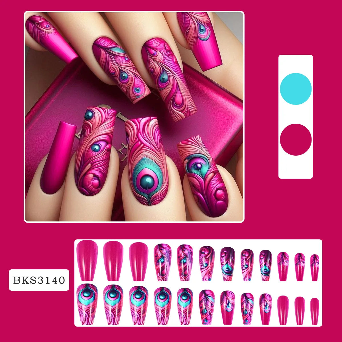 24pcs Mandala style False Nails Moon Flower Pattern Press on Nails European Retro Fake Nail Patch Women Lady Wearable Design