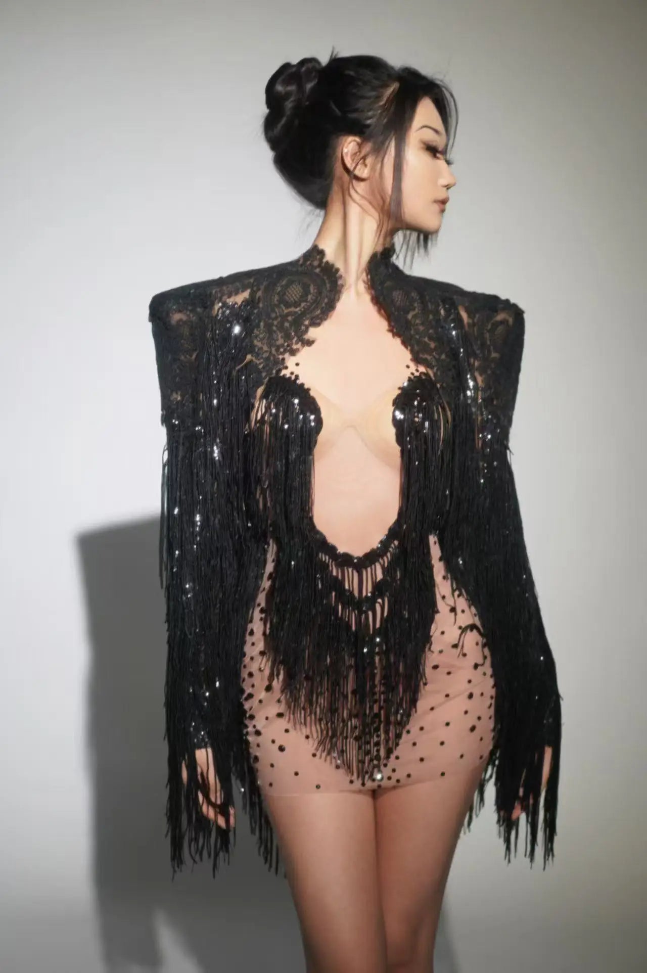 Casaco e saia com lantejoulas e strass brilhantes, 2 peças, feminino, festa de aniversário, boate, DJ, palco, fantasia, 2025