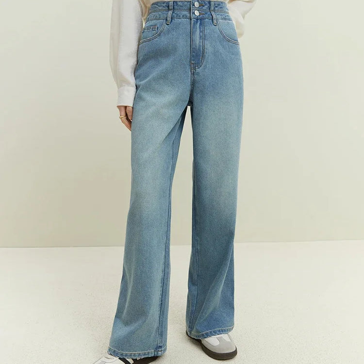 Retro Vintage High Waisted Wide Leg Jeans For Women's Summer Ice Oxygen Bar Cool Straight Leg Pants For Women Casual