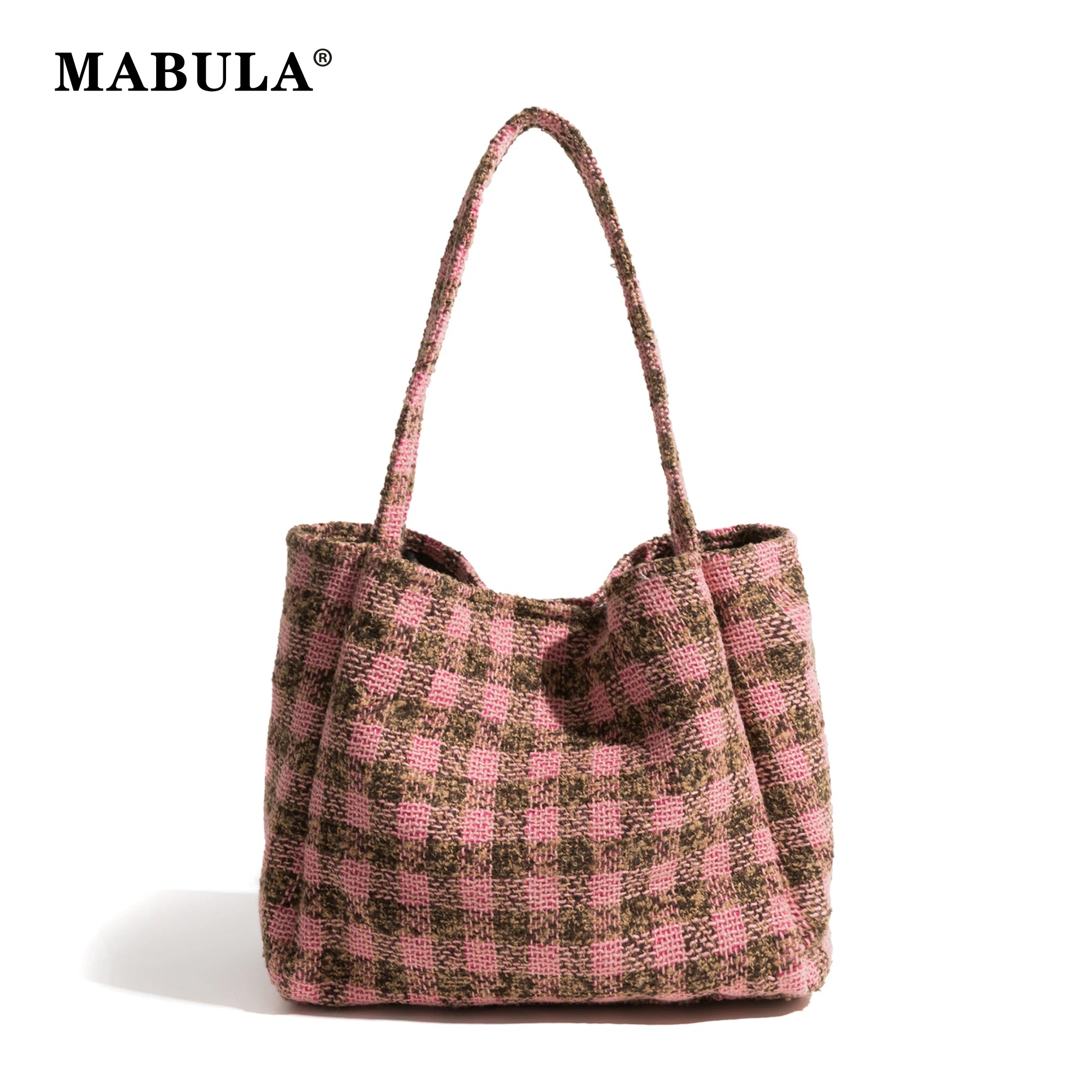 Plaided Checkered Stylish Female Tote Handbag y2k Trend Casual Square Shoulder Purse Soft Women Big Grocery Shopper Bag