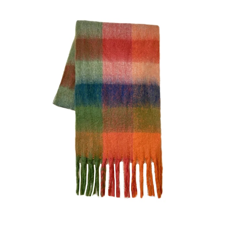 Classic Plaid Scarf Women Autumn Winter Soft Warm Scarf Luxury Long Simple Scarf Thickened Soft Shawl Fashion Accessories FB no tag