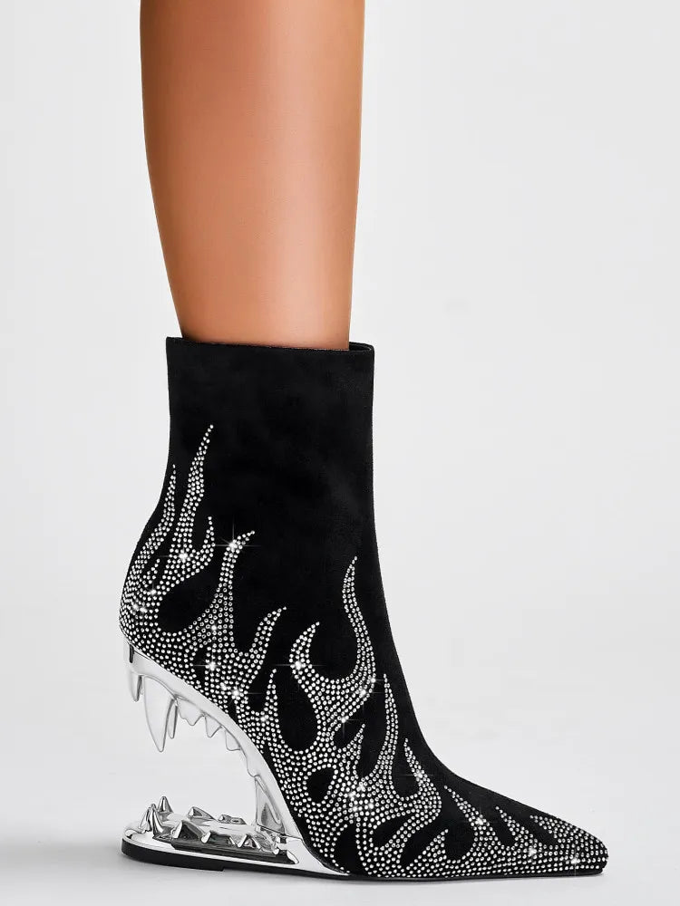European and American New Knee-length Thigh Women's Boots Fashion Pointed Side Zipper Teeth High Heels Show Patent Leather Boots