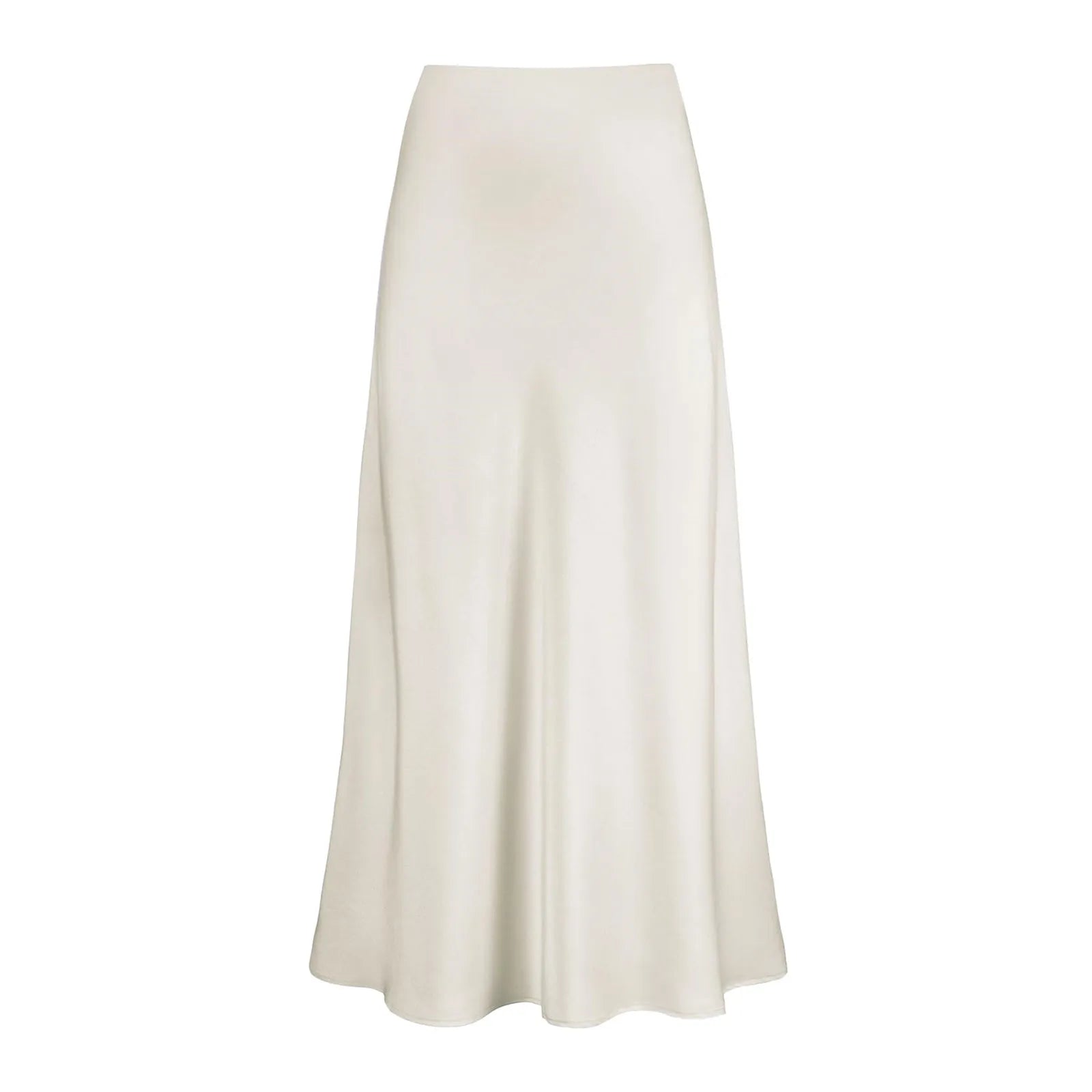 A-Line Pleated Long Skirts Summer Women Korean Skirt Streetwear Elastic Waist Solid Elegant Satin Dress платье For Ladies White