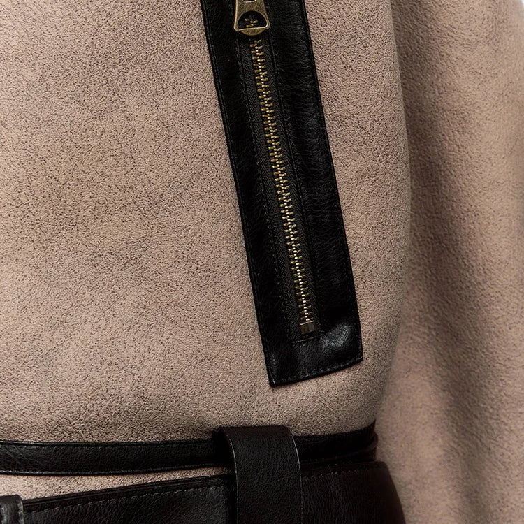 Women's Faux Fur Short Jacket Coat Fall Winter Metal Buckles Lapel Long Sleeves Faux Shearling Lining Jacket Warm Outerwear