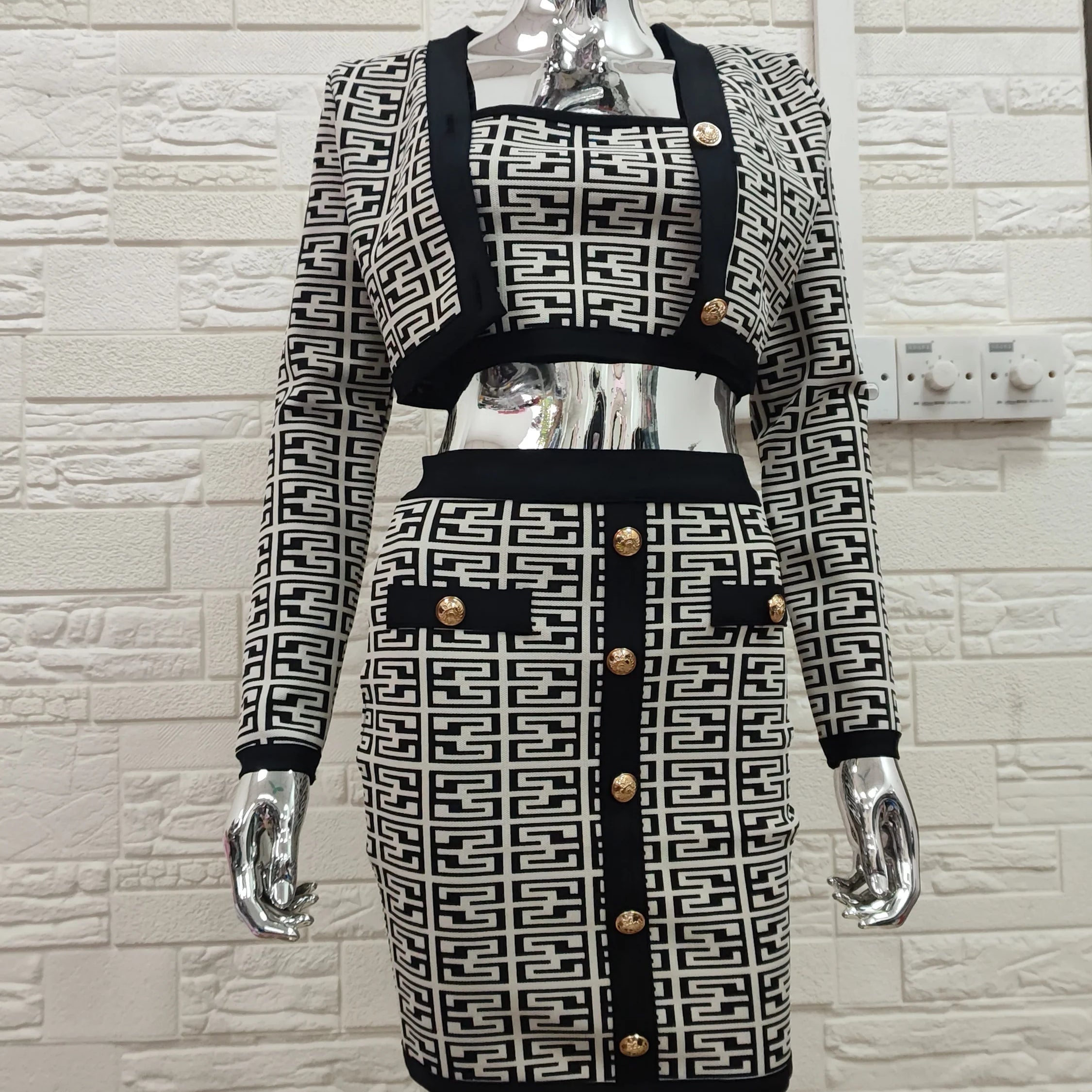 Conjunto feminino sexy de manga comprida e bodycon, 3 peças, moda outono, comemoração de aniversário de meninas, conjunto feminino