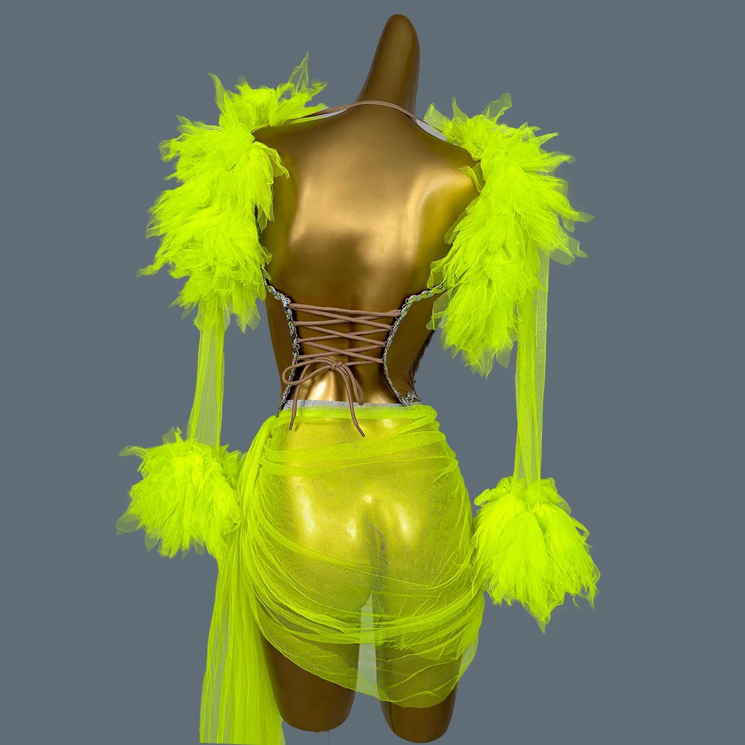 Women's Tulle Asymmetrical Dress Prom Sheer Mesh Mini Dress Bodycon Club Stage Performance Wear Birthday Prom Hot Design Xinshen