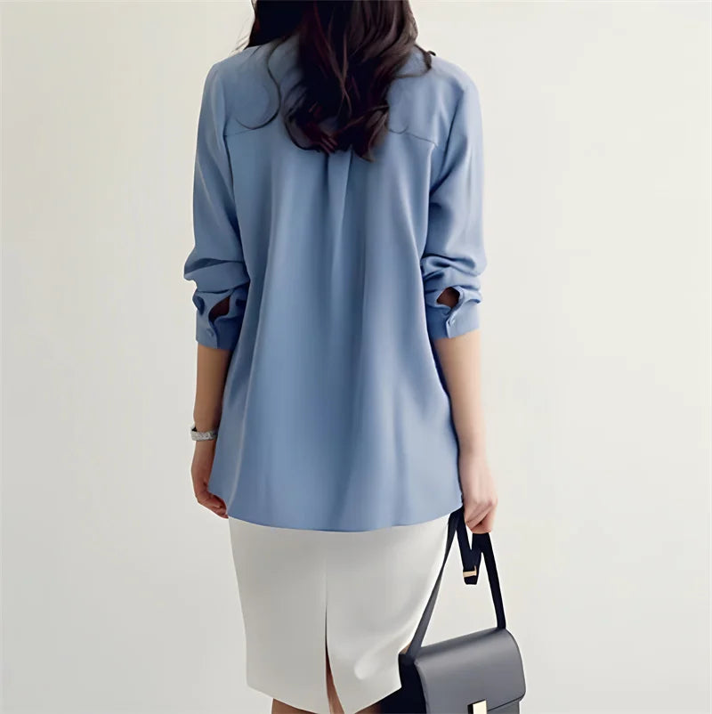 한국인 리뷰 많은 옷 Women Blouse Shirts Korean Fashion Office Autumn Long Sleeve Tie Bow Chiffon Turtleneck Formal Shirts