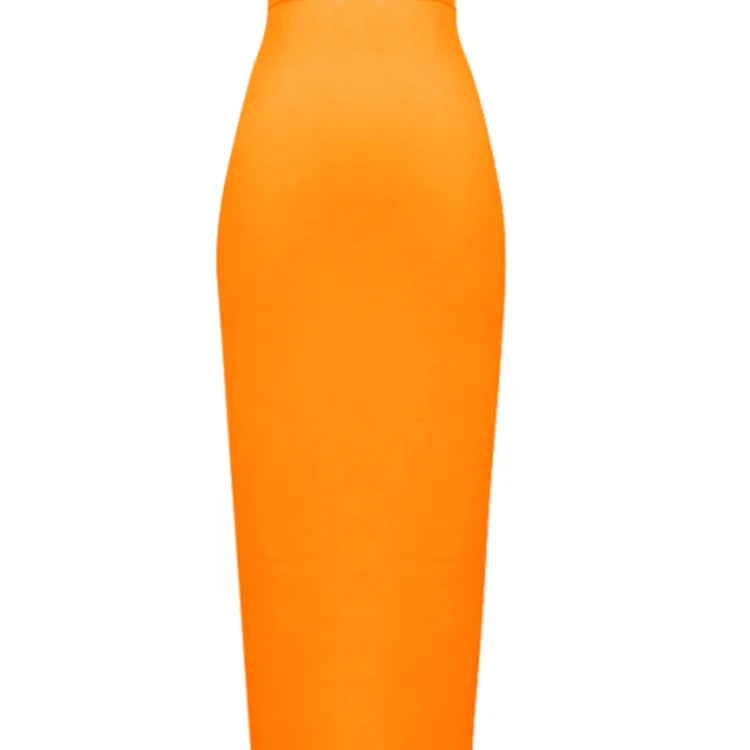 Women Candy Color Sexy Neon Green Pink Orange Yellow Pink Midi Knee Length Bandage Skirt Designer Pencil Skirt Faldas 78cm