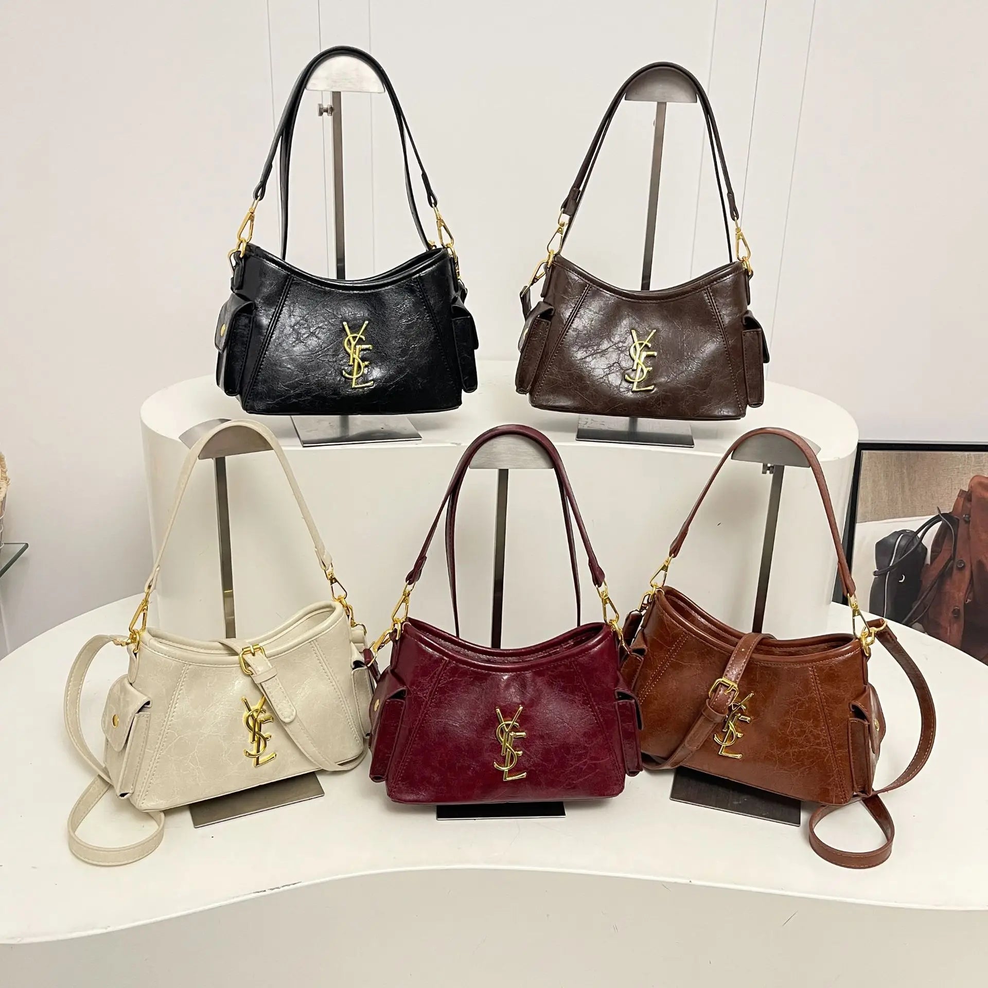 French Style Vintage Shoulder Bag, Women's Autumn Winter Leather Crossbody Purse, Elegant Spacious Tote for Daily & Commute