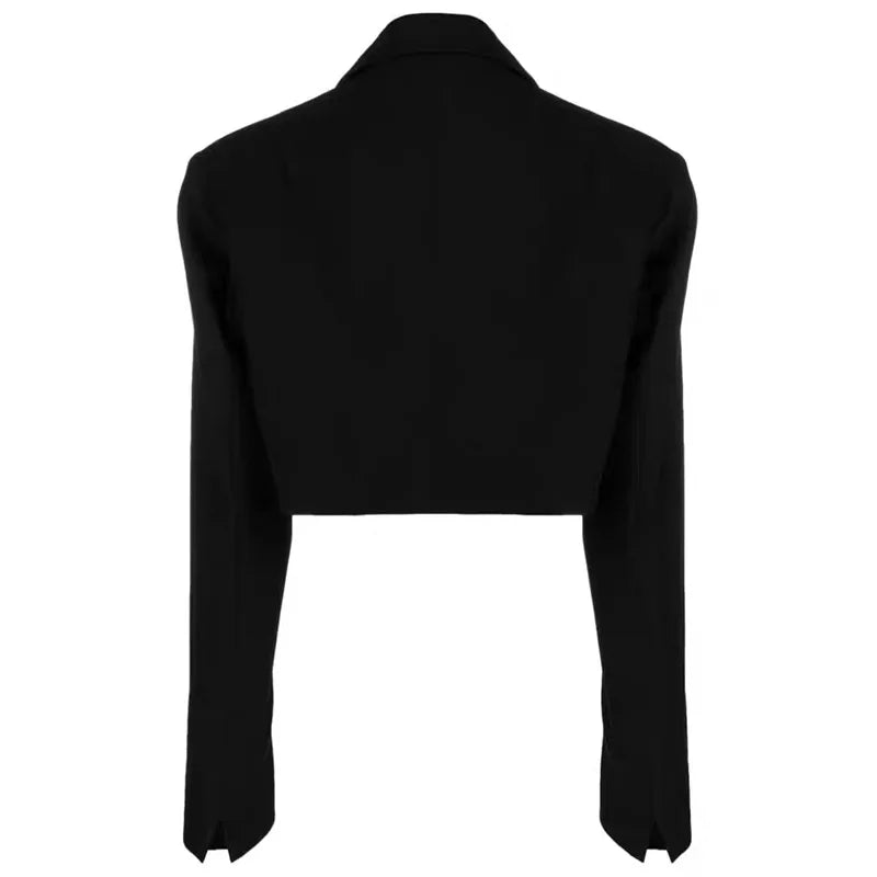 TWOTWINSTYLE Solid Slimming Spliced Stick Drill Short Jackets for Women Lapel Long Sleeves Temperament Jacket Female Clothing
