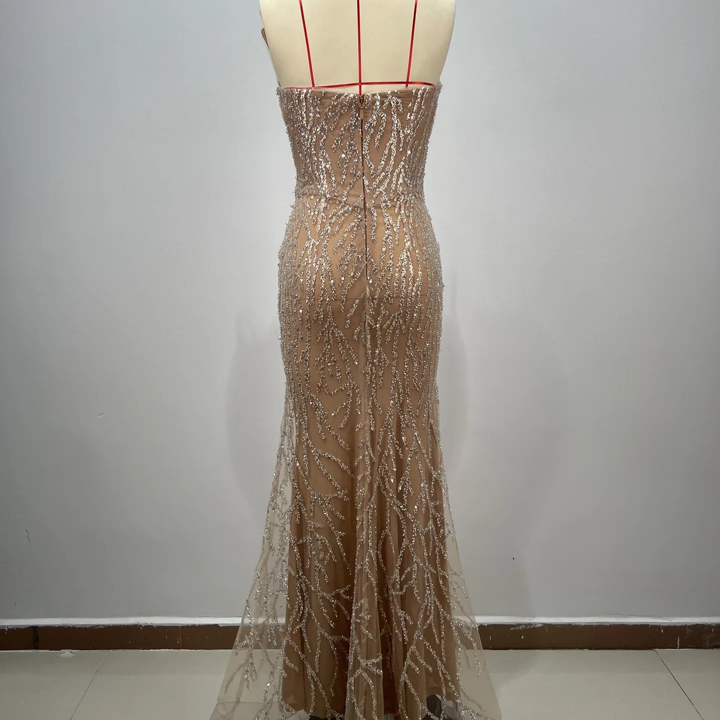 Haute couture Wedding Party dress Sequin embroidery Pearl Beading Sexy V-Neck Strapless Dress  Celebrity Birthday Party Outfit