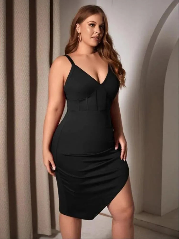 Plus Asymmetrical Hem Cami Dress Plus Size Women Dresses L XL 2XL 3XL 4XL Size