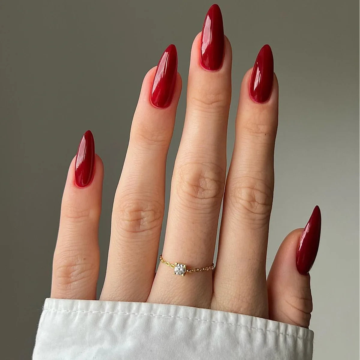 Unhas postiças simples vermelho vinho com cola, comprimento médio, amêndoa, unhas postiças, vestíveis, cabeça redonda, oval, cobertura total