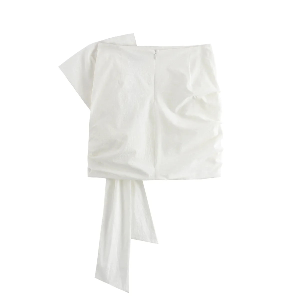 TRAFZA Elegant Woman Solid Back Zipper High Waist Short Skirts Women Summer Chic Asymmetric Bow Lace-Up Decorate Mini Skirt Y2K