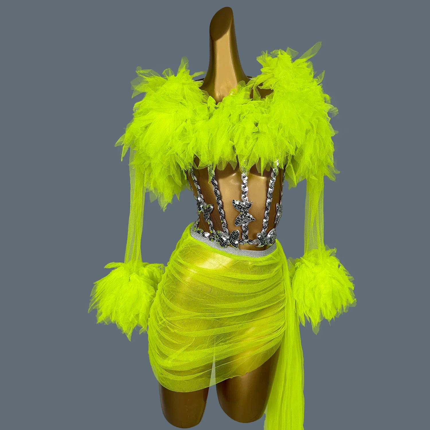 Women's Tulle Asymmetrical Dress Prom Sheer Mesh Mini Dress Bodycon Club Stage Performance Wear Birthday Prom Hot Design Xinshen