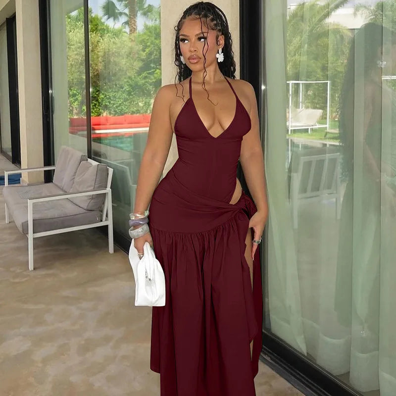 CM.YAYA Elegant Women's Set Sleeveless Strap Bodysuit +Long Skirts Set Autumn Tracksuit Sexy 2024 Tie Up Two 2 Piece Set Outfits