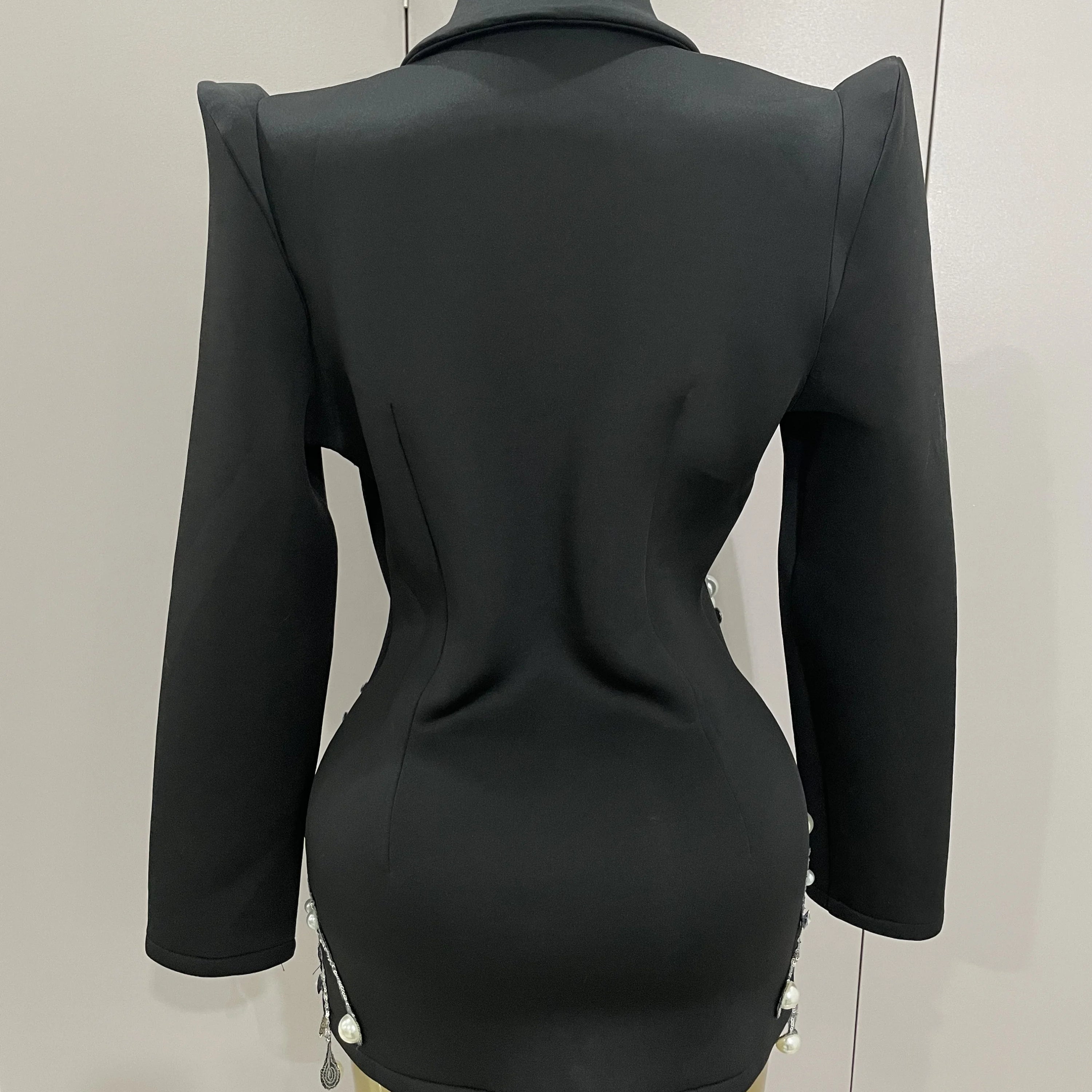 Robe courte à manches longues et cristaux scintillants pour femme, tenue de soirée, de boîte de nuit, de chanteur ou de mariage, 2025